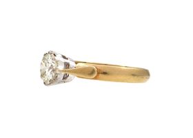 Vintage 1.15ct diamond solitaire engagement ring in 18kt yellow gold